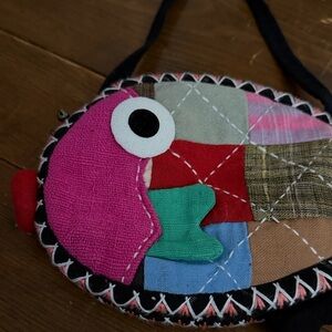 Colorful Patchwork Fish Crossbody Purse Bohemian Wearable Art